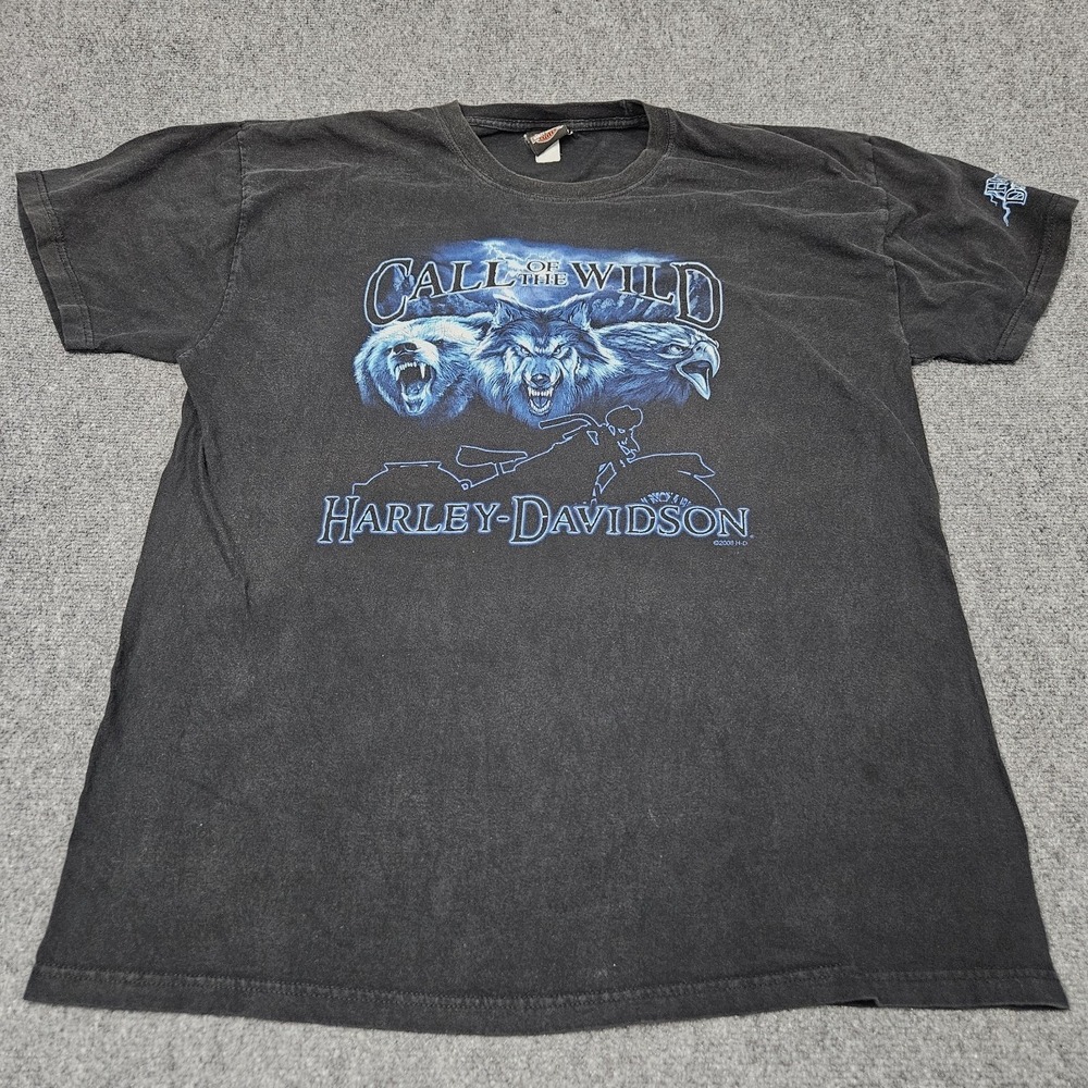 Harley Davidson TShirt Mens L Black Olathe Kansas Dorothy Wizard of Oz Biker Tee